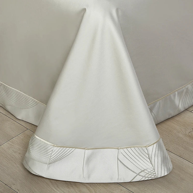 Jacquard Egyptian Cotton Bedding Set 1200TC | Silver Arc flat sheet border