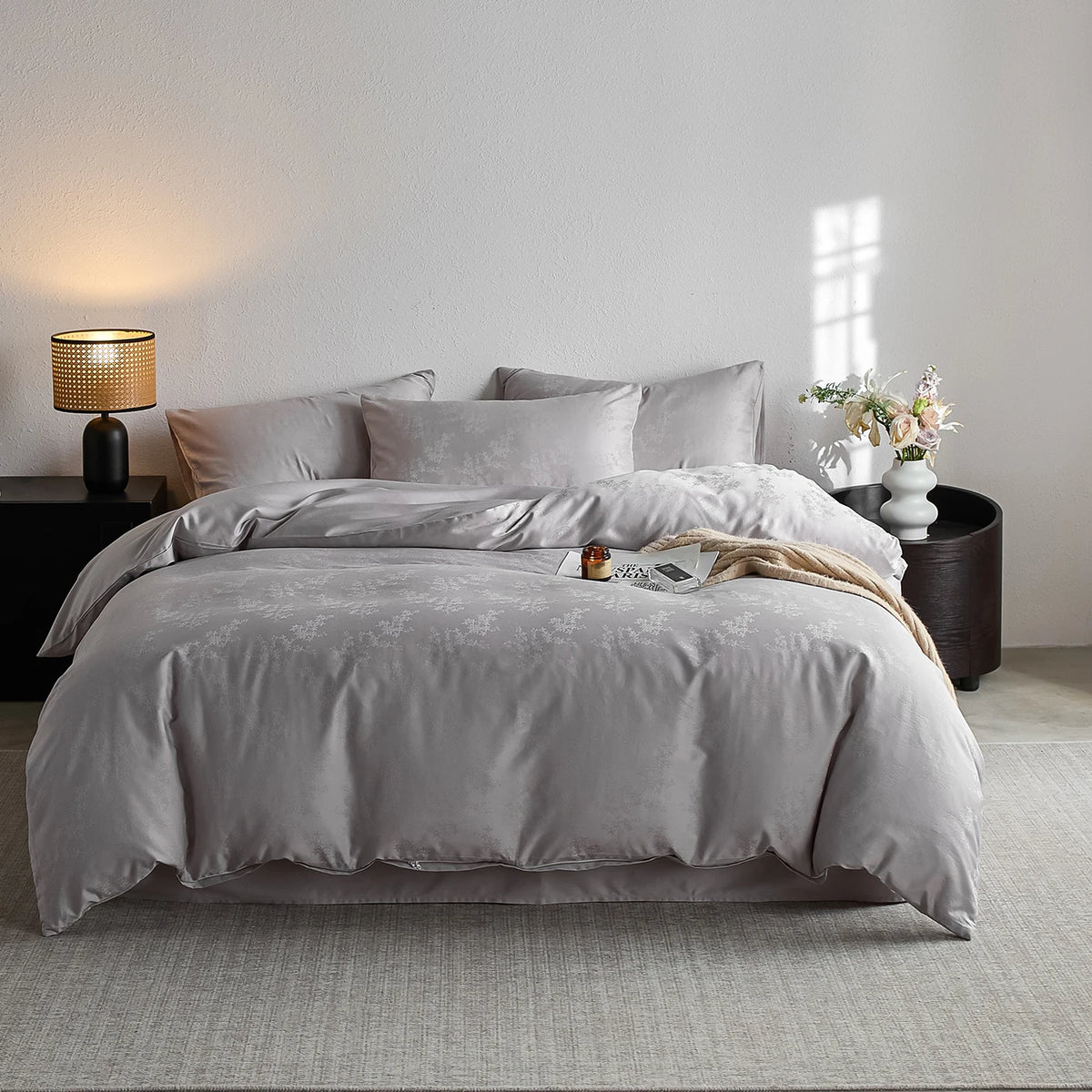 Jacquard Egyptian Cotton Bedding Set 600TC | Dove Grey - Egyptian Bedding