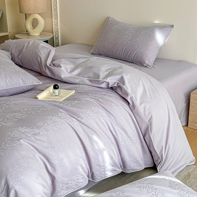 Jacquard Egyptian Cotton Bedding Set 800TC | Floral Stem bedding side view