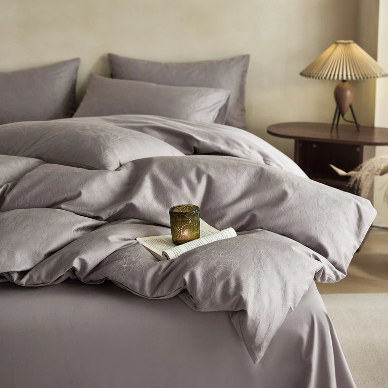 Jacquard Egyptian Cotton Bedding Set 800TC | Wheat Ear in Heather