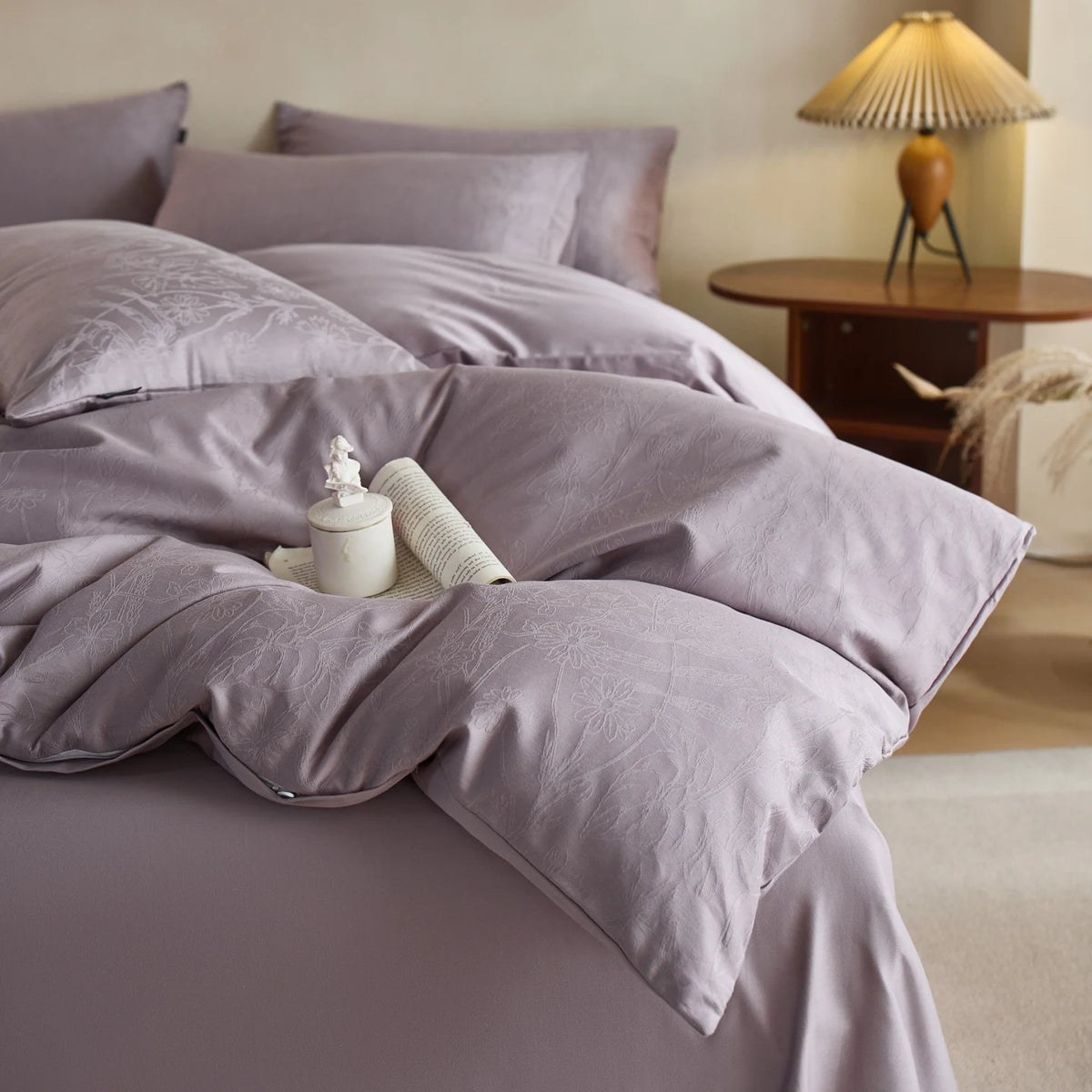 Jacquard Egyptian Cotton Bedding Set 800TC | Wheat Ear in Lavender