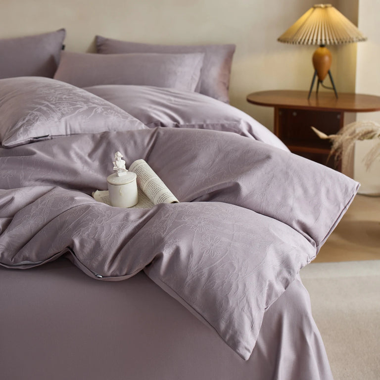 Jacquard Egyptian Cotton Bedding Set 800TC | Wheat Ear in Lavender