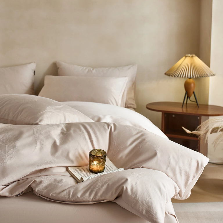 Jacquard Egyptian Cotton Bedding Set 800TC | Wheat Ear in Pale Peach