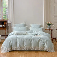 Lace Egyptian Cotton Bedding Set 1000TC | Mint Lace