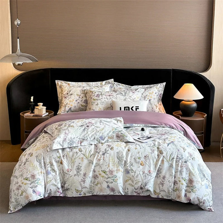 Floral Print Bedding Set with Soft Pastel Shades - 600TC