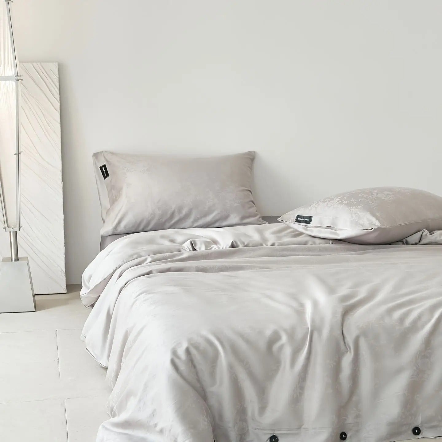 Charcoal Floral Jacquard Bedding Set with Duvet Cover - 600TC