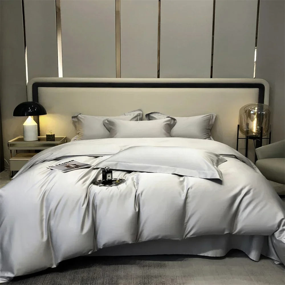 Luxurious Beige Stain Egyptian Cotton Bedding Set with Duvet Cover - 600TC