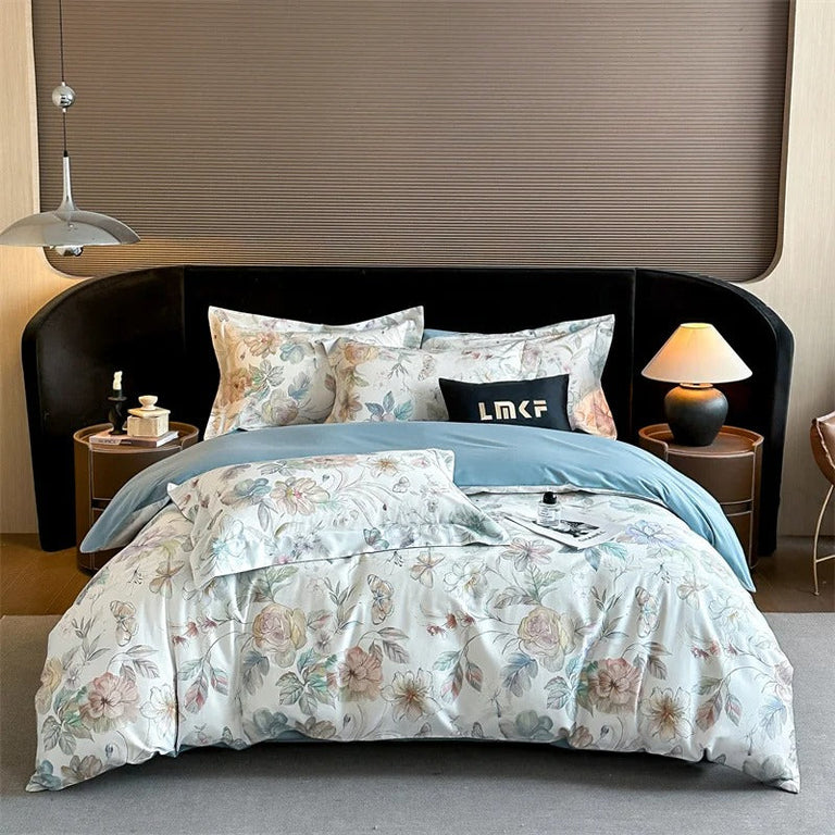 Floral Print Bedding Set with Soft Pastel Shades - 600TC