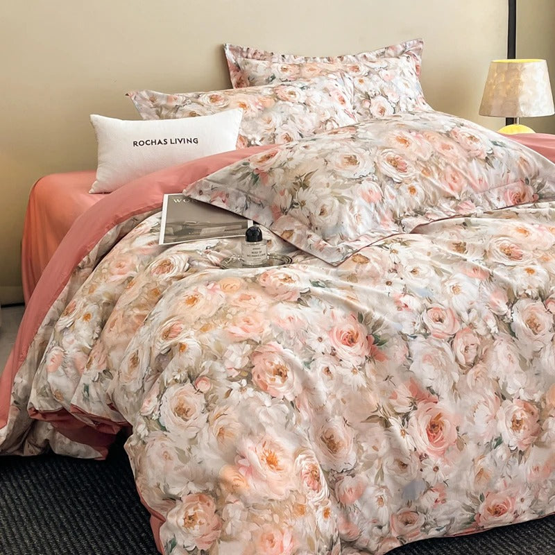 Dreamy Watercolor Floral Cotton Bedding Set with Duvet Cover – 500TC
