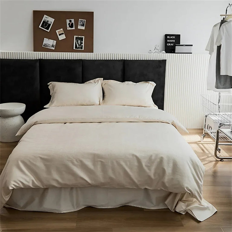 Luxury Striped Satin Cotton Bed Sheet Set with Duvet Cover - 400TC