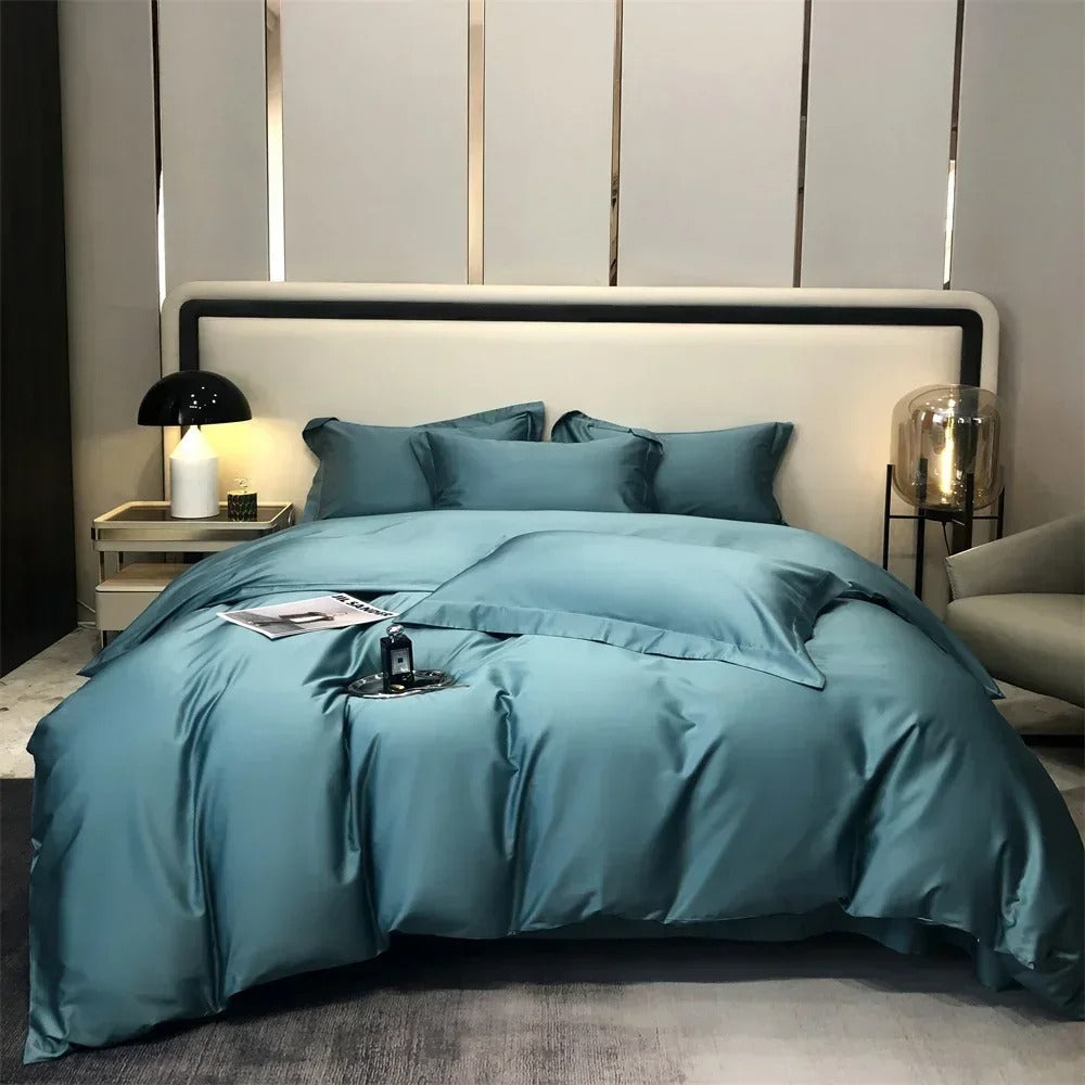 Luxurious Beige Stain Egyptian Cotton Bedding Set with Duvet Cover - 600TC