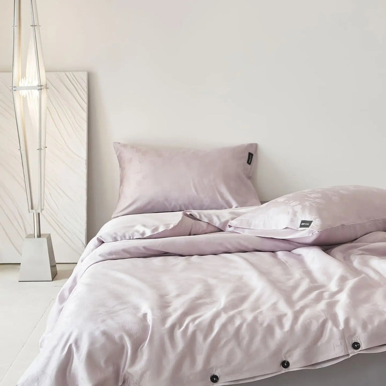 Charcoal Floral Jacquard Bedding Set with Duvet Cover - 600TC