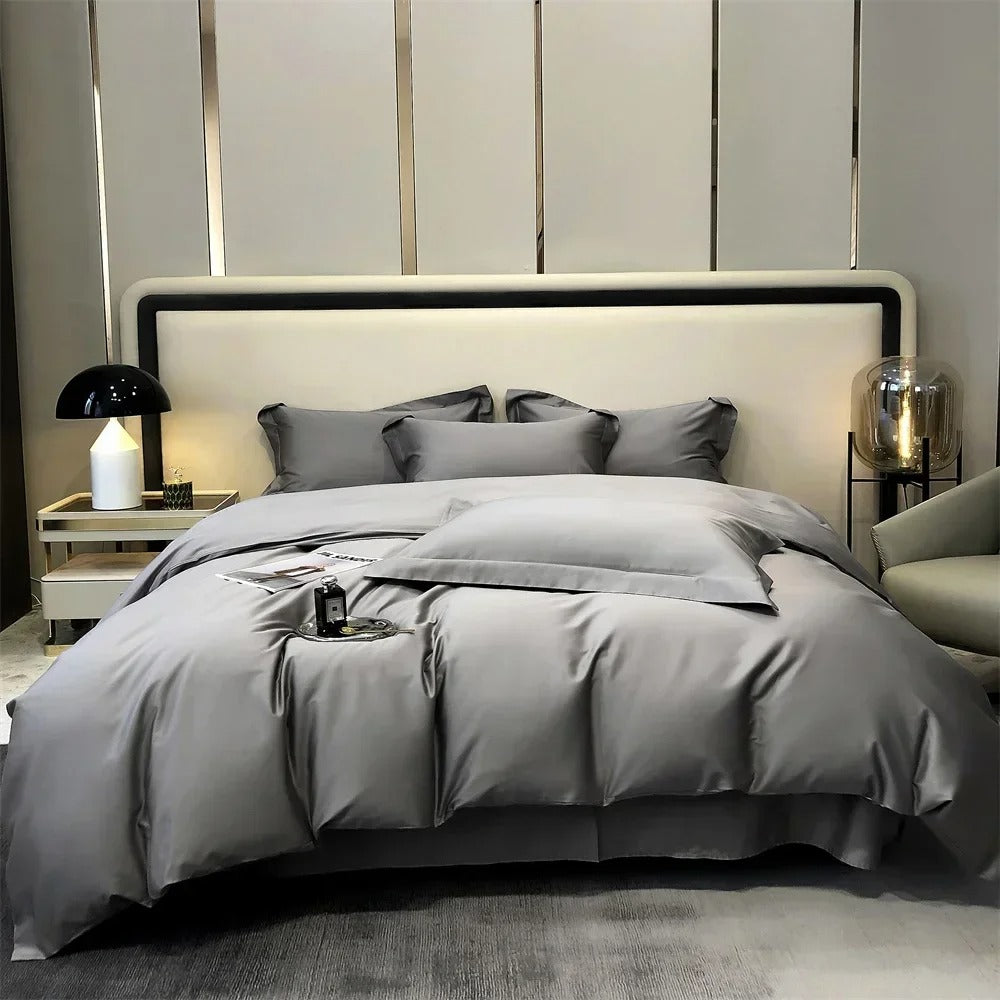 Luxurious Beige Stain Egyptian Cotton Bedding Set with Duvet Cover - 600TC