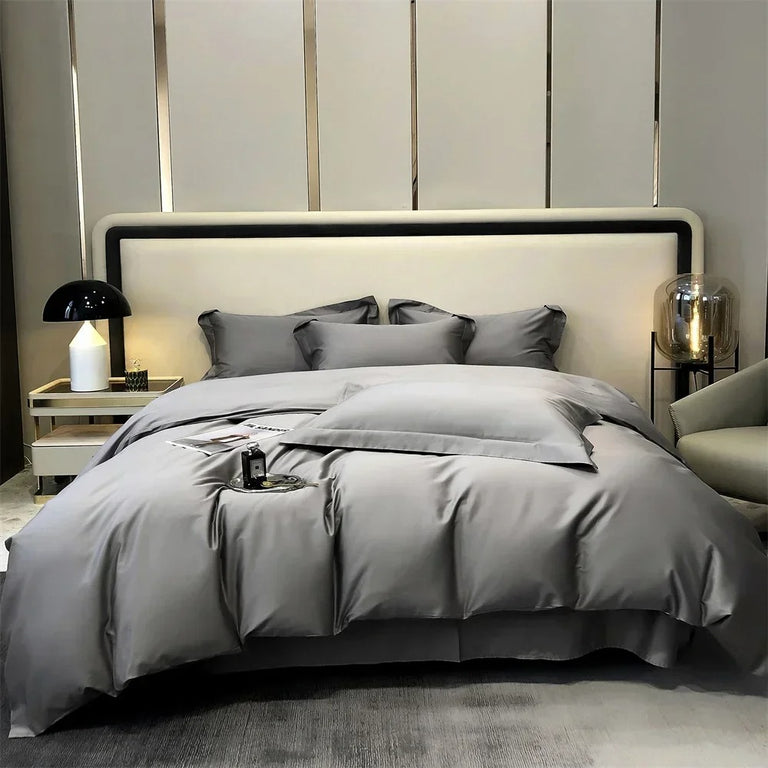 Luxurious Beige Stain Egyptian Cotton Bedding Set with Duvet Cover - 600TC