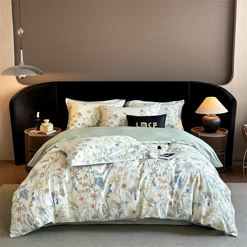 Floral Print Bedding Set with Soft Pastel Shades - 600TC