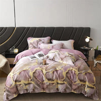 Blush and Gold Satin Bedding Set with Duvet Cover - 600TC