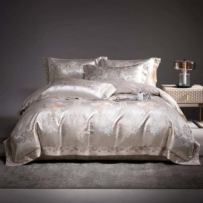 Royal Silky Satin Egyptian Cotton Bedding Set with Duvet Cover - 1200TC - Egyptian Bedding