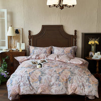 Pastel Floral Printed Bedding Set with Duvet Cover - 600TC
