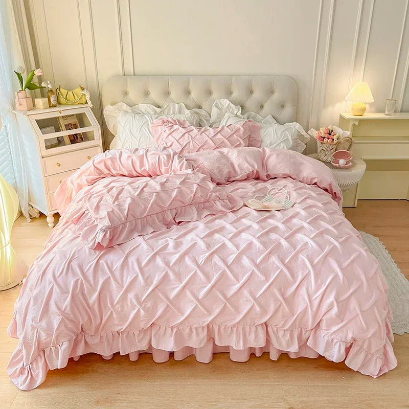 Princess Style Cotton Bed Sheet Set With Duvet Cover - 600TC