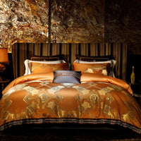Orange Jacquard Bedding Set with Duvet Cover - 1000TC Egyptian Cotton