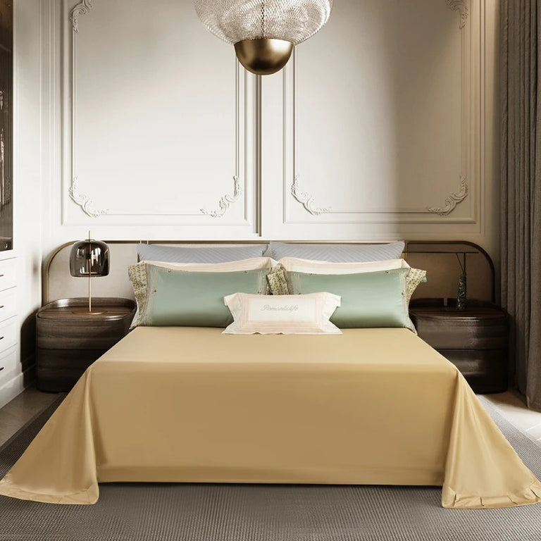 Romantic Mint Green Satin Egyptian Cotton Bedding with Duvet Cover - 1500TC