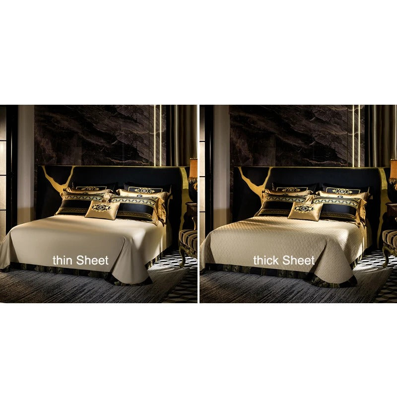 Black & Gold Egyptian Cotton Bedding Set with Duvet Cover - 1000TC