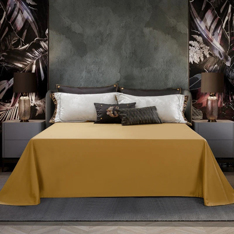 Royal White and Black Floral Embroidered Bedding Set – 1500TC - Egyptian Bedding