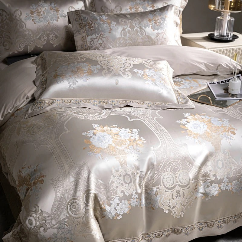 Royal Silky Satin Egyptian Cotton Bedding Set with Duvet Cover - 1200TC
