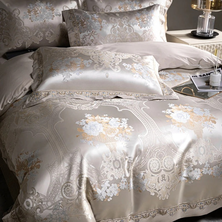 Royal Silky Satin Egyptian Cotton Bedding Set with Duvet Cover - 1200TC