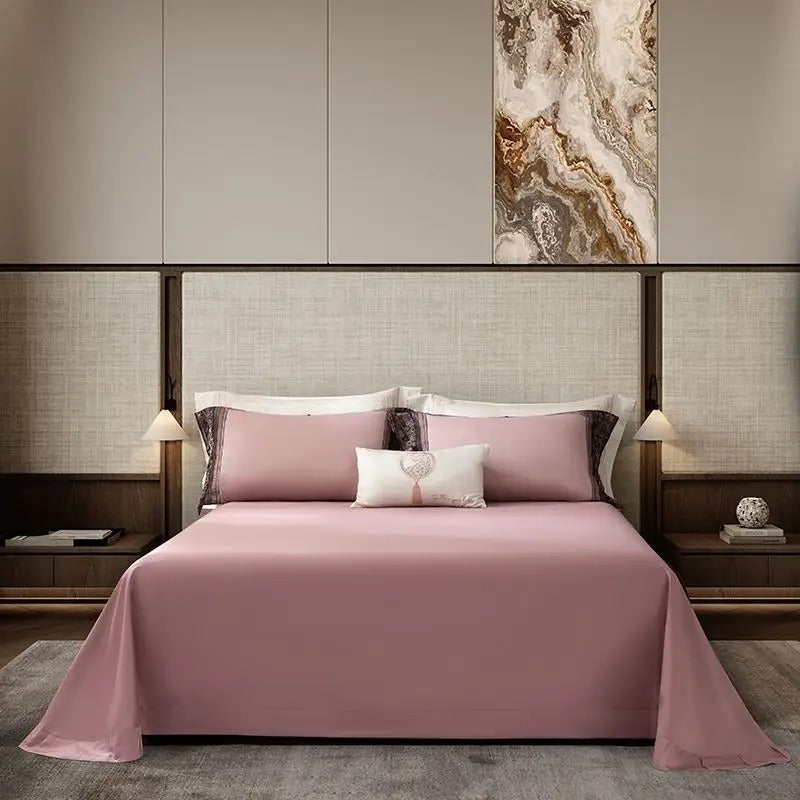 Royal Blush & Coffee Brown Jacquard Embroidered Bed Set – 1500TC