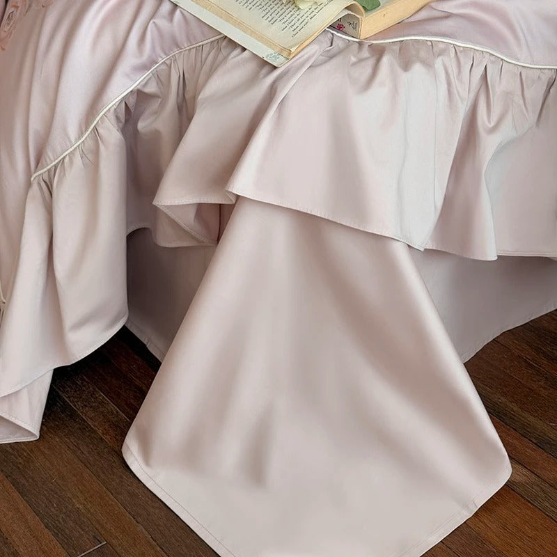Egyptian Cotton Floral Satin Bed Sheet Set with Duvet Cover- 1000TC