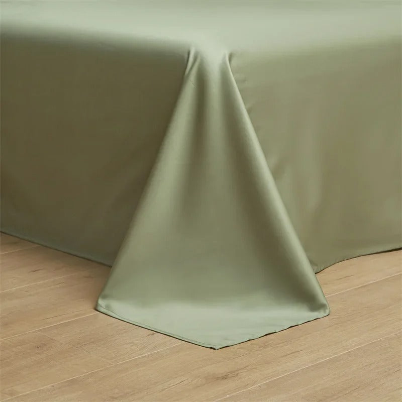 Beige and Green Satin Egyptian Cotton Bedding Set with Duvet Cover - 800TC - Egyptian Bedding