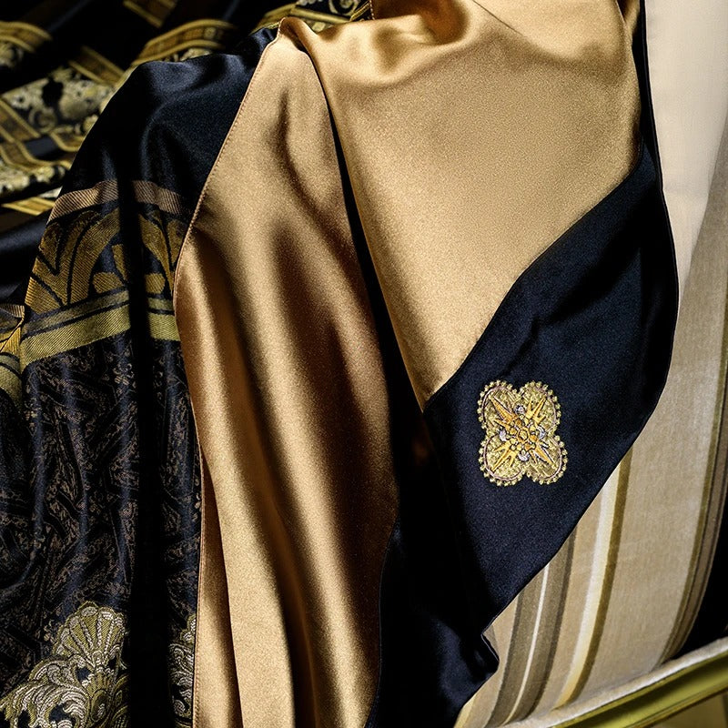 Black & Gold Egyptian Cotton Bedding Set with Duvet Cover - 1000TC