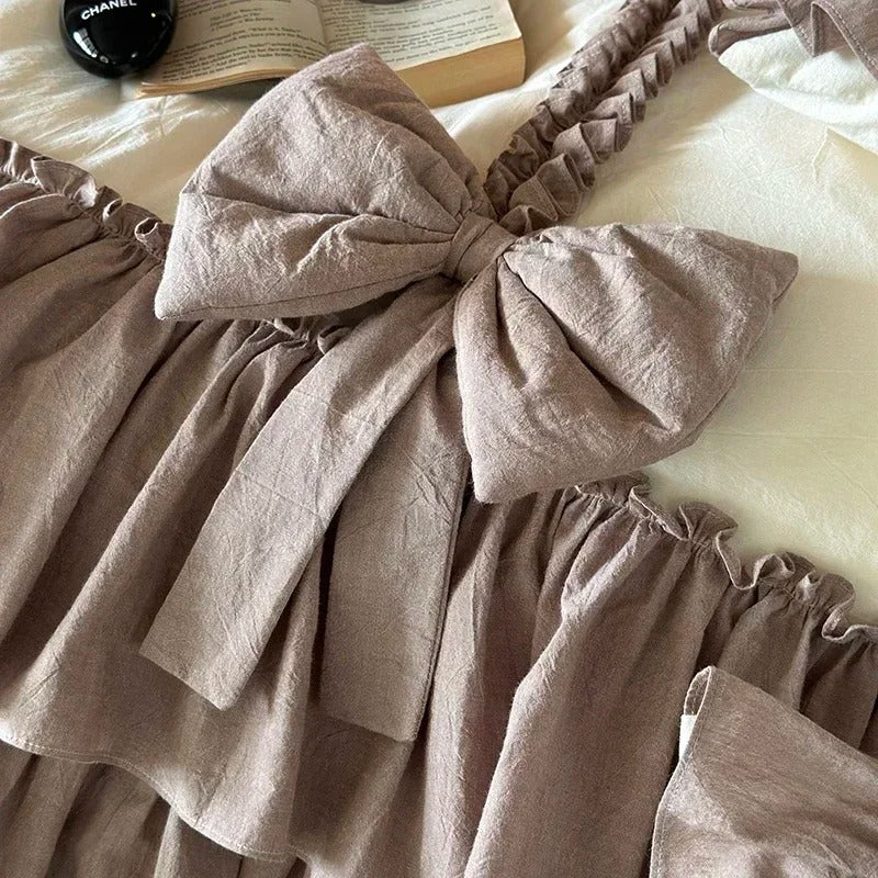 Elegant Ruffled Linen Bed Sheet Set with Duvet Cover - 600TC