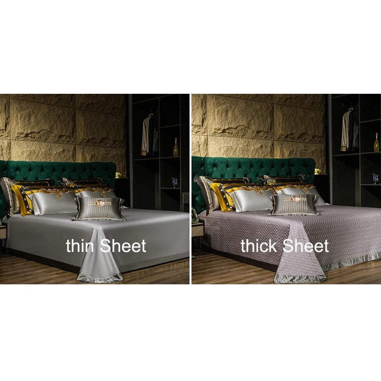 Blue Embroidery Egyptian Cotton Bedding Set with Duvet Cover - 1000TC