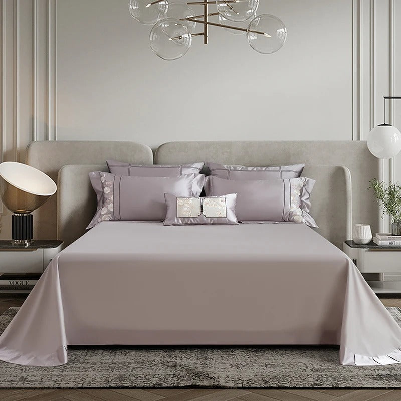 Lavender Jacquard Embroidery Bedding Set with Duvet Cover - 1500TC