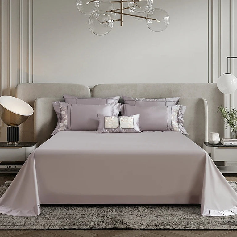 Lavender Jacquard Embroidery Bedding Set with Duvet Cover - 1500TC