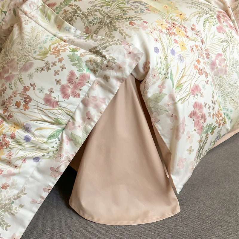 Floral Print Bedding Set with Soft Pastel Shades - 600TC