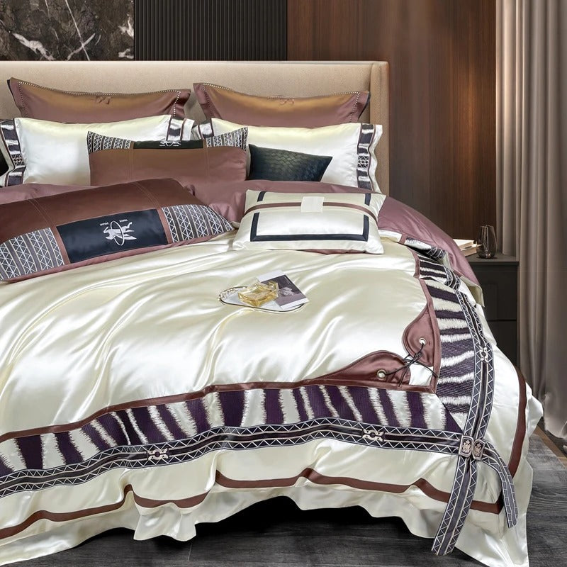 Geometric Luxe Egyptian Cotton Bedding Set with Duvet Cover - 1500TC