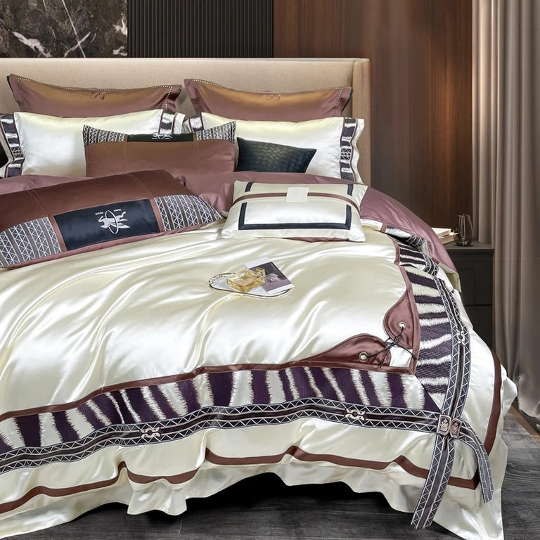Geometric Luxe Egyptian Cotton Bedding Set with Duvet Cover - 1500TC