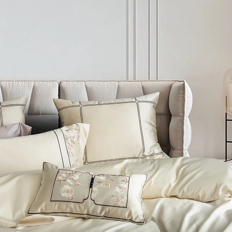 Ivory White Egyptian Cotton Bedding Set with Duvet Cover - 1500TC