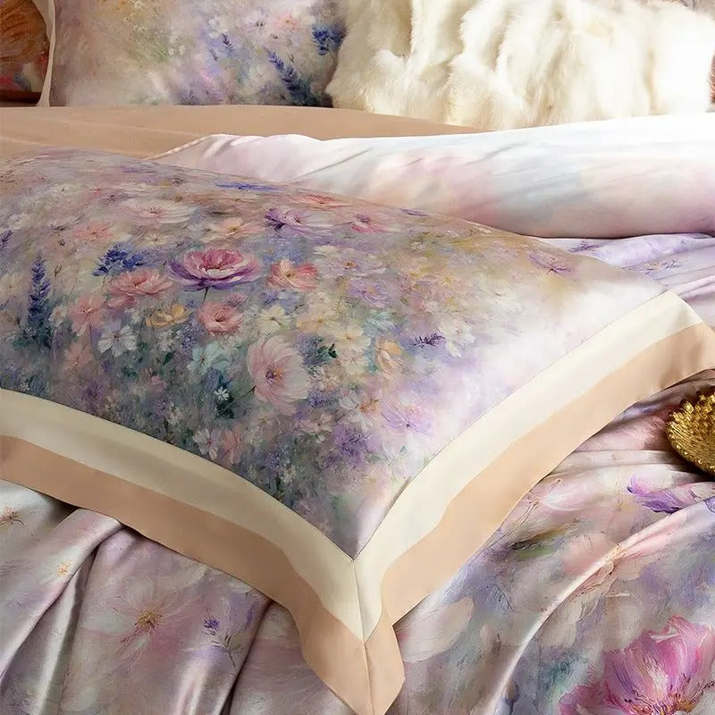 Soft Pastel Bloom Egyptian Cotton Bedding Set - 1500TC