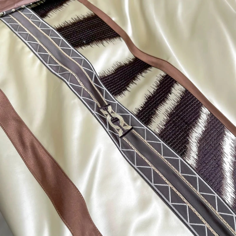 Geometric Luxe Egyptian Cotton Bedding Set with Duvet Cover - 1500TC