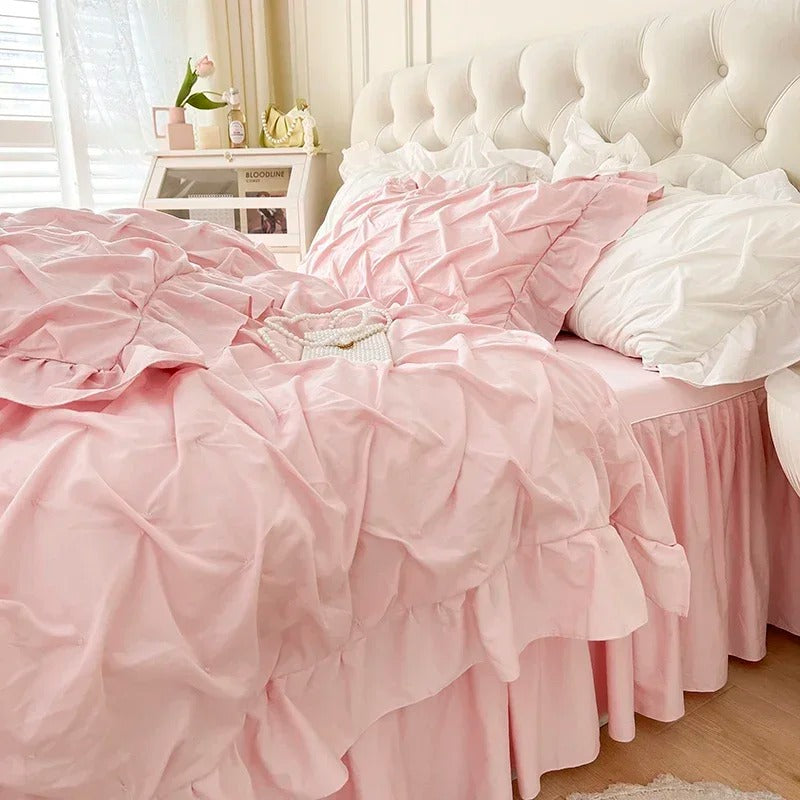 Princess Style Cotton Bed Sheet Set With Duvet Cover - 600TC
