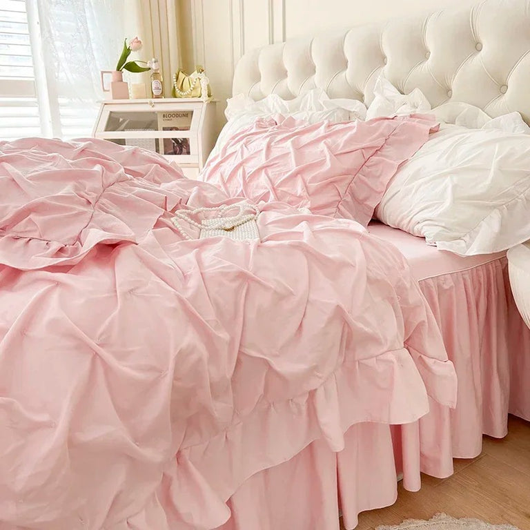 Princess Style Cotton Bed Sheet Set With Duvet Cover - 600TC