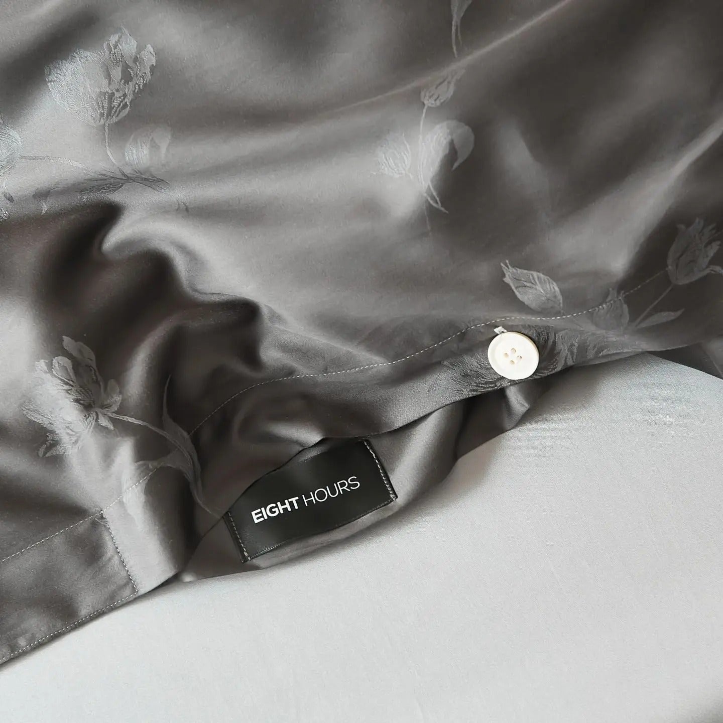 Charcoal Floral Jacquard Bedding Set with Duvet Cover - 600TC