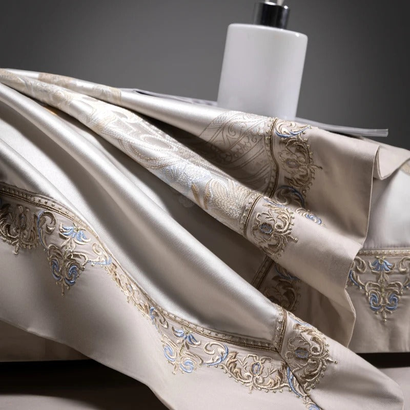 Royal Silky Satin Egyptian Cotton Bedding Set with Duvet Cover - 1200TC