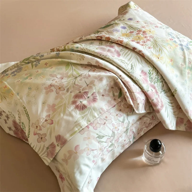 Floral Print Bedding Set with Soft Pastel Shades - 600TC