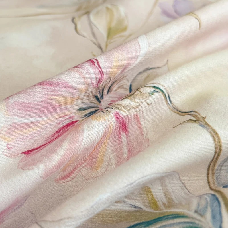 Charming Floral Print Cotton Bedding Set with Duvet Cover - 500TC