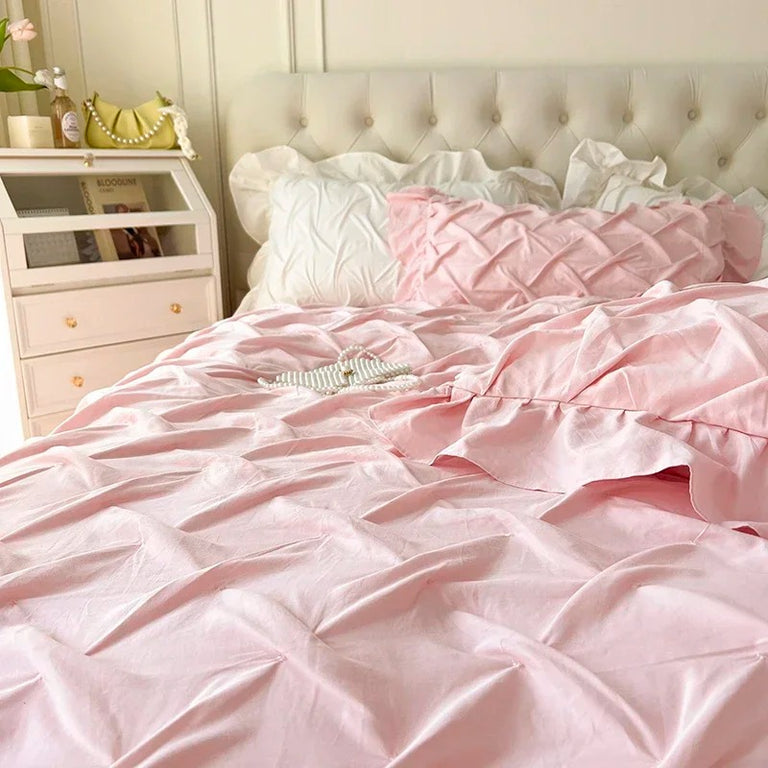 Princess Style Cotton Bed Sheet Set With Duvet Cover - 600TC